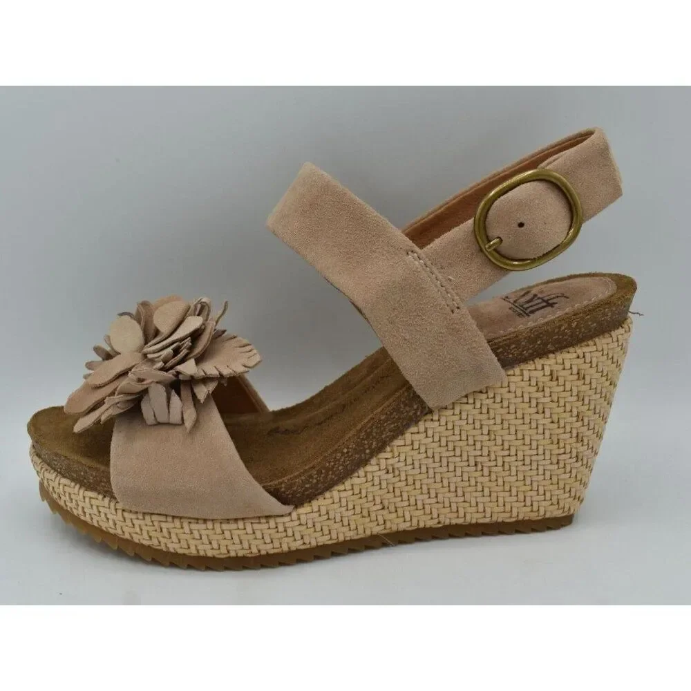 Sofft Womens Size 8 Cali Rose Taupe Suede‎ Wedge Sandals Shoes